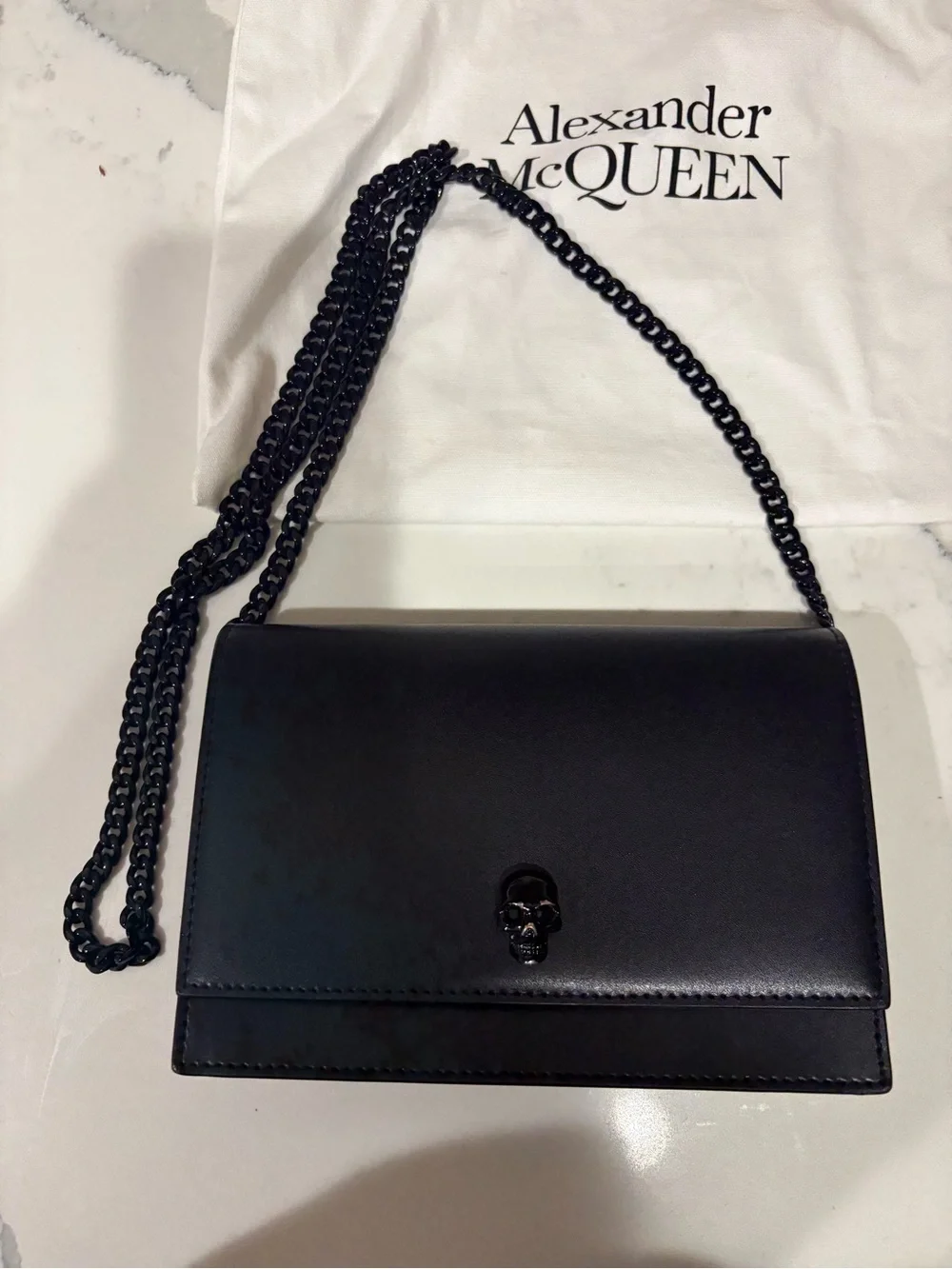Alexander McQueen Black Leather Skull-Emblem Wallet